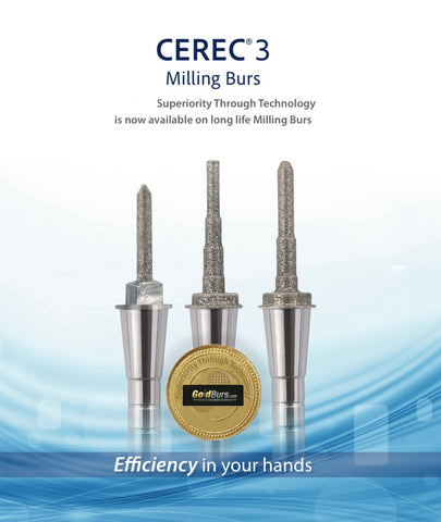 GoldBurs CEREC®3 Milling Burs Lithium disilicate, IPS e.max®**, Glass Ceramics, Hybrid Ceramics