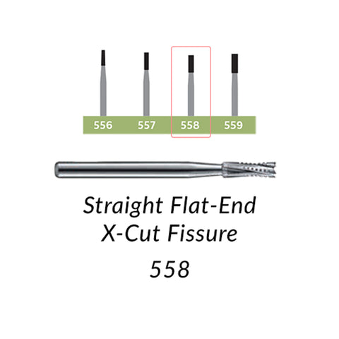 558  [pack of 10 or 100] Flat Fissure - Cross Cut Operative & Surgical Carbide Burs