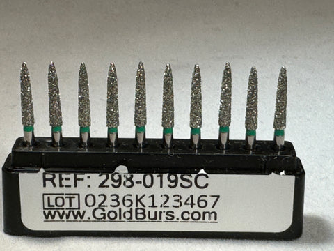 298-019S (878K) 10-Pk , Multi use Diamond Burs Gingival Curettage Shaped - Short