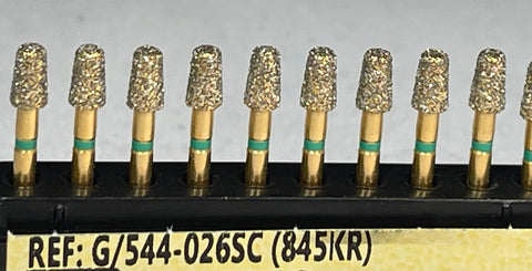 G/544-026S (845KR) 10-Pk , Multi use Gold Diamond Burs Modified Rounded Cone Shaped