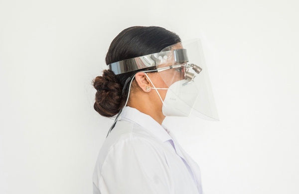 Face shield with extra space for loupes. 24 pk.