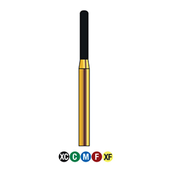 141-014 | 881 10-pk  Reusable Gold Diamond Bur Round End Cylinder Shaped